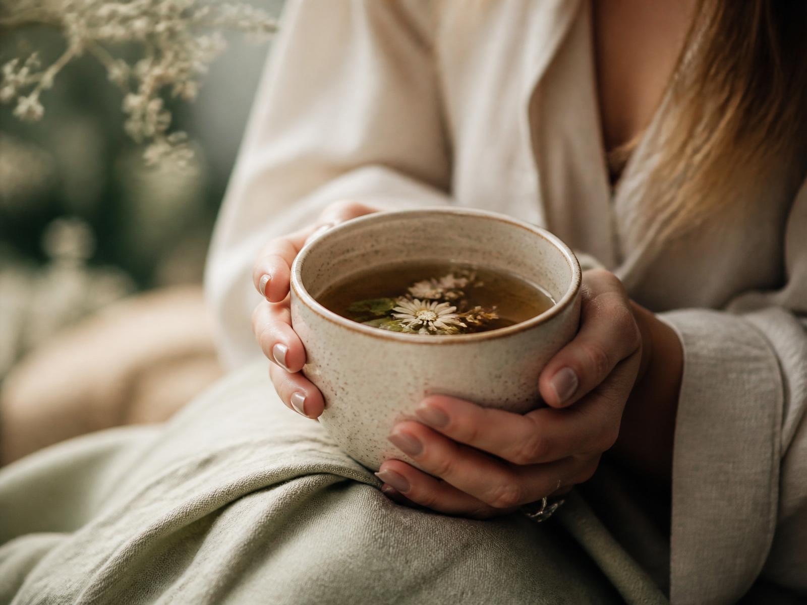 Hands cradling a warm mug